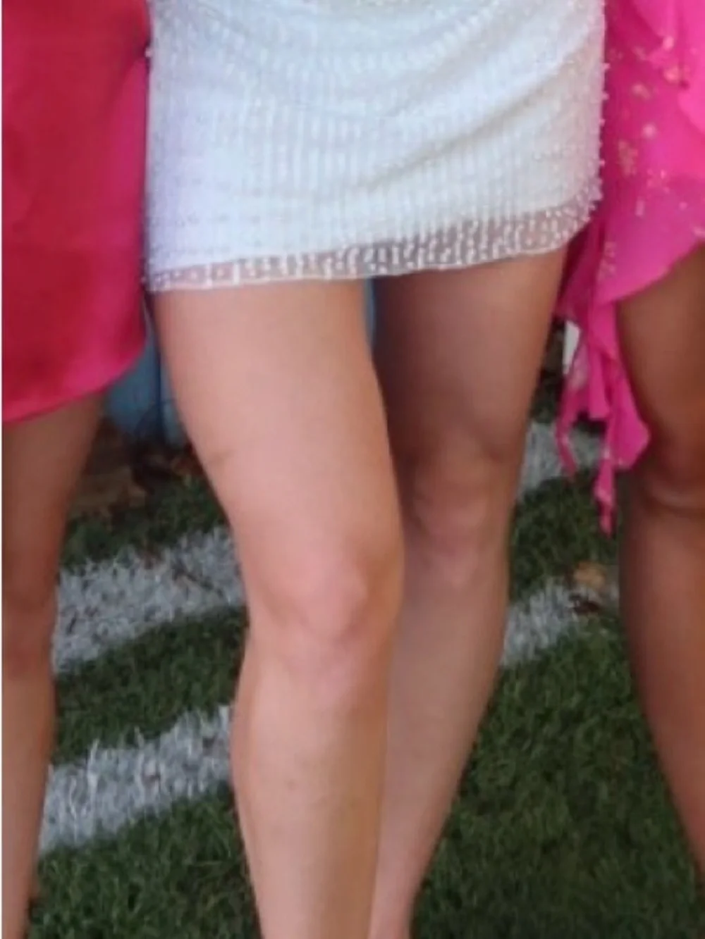 Strapless White Beaded Mini Dress - Picture 2 of 7
